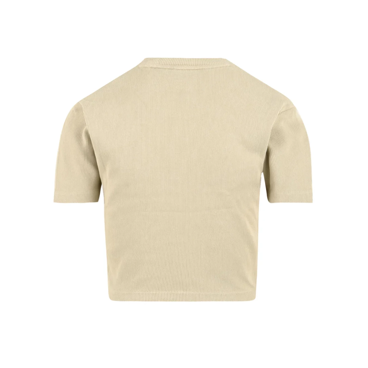 Plentywood Ss Tee W Kordelarmshirt, Rippstrick, Beige, Kurzärmelig, Oberteil