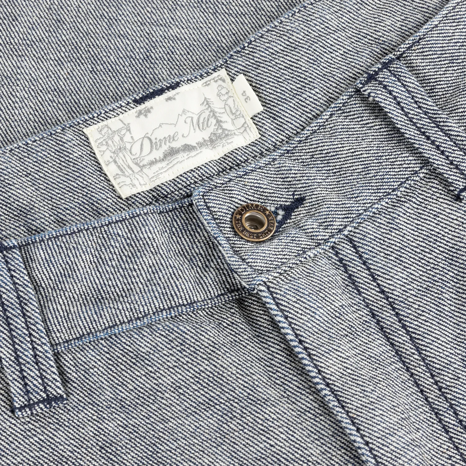 Baggy Denim Pants Jeansstoff, Denim, Blau-Weiß, Metallknopf, Gürtelschlaufe