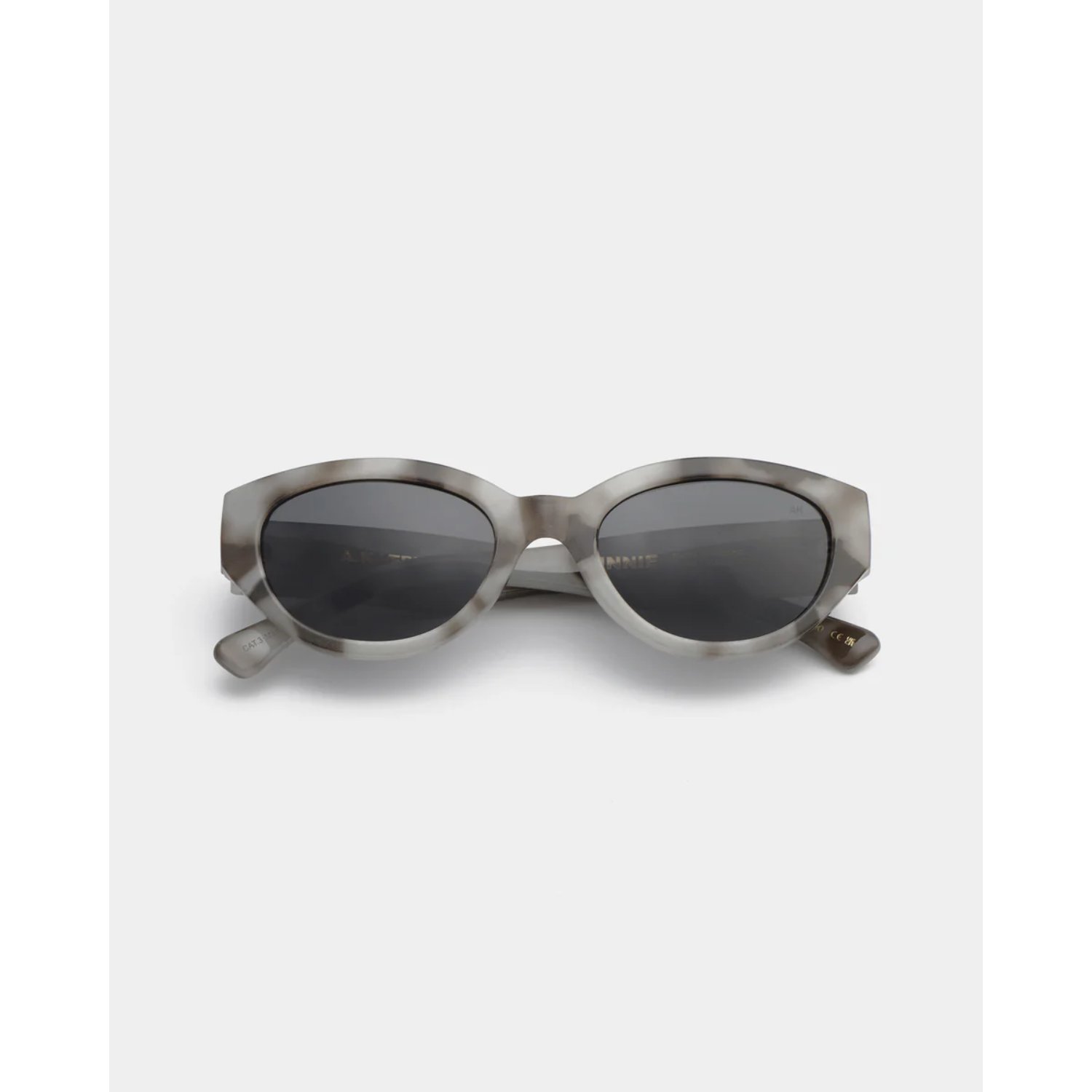 Lunettes de soleil, monture et verres, motif gris, rondes, style rétro