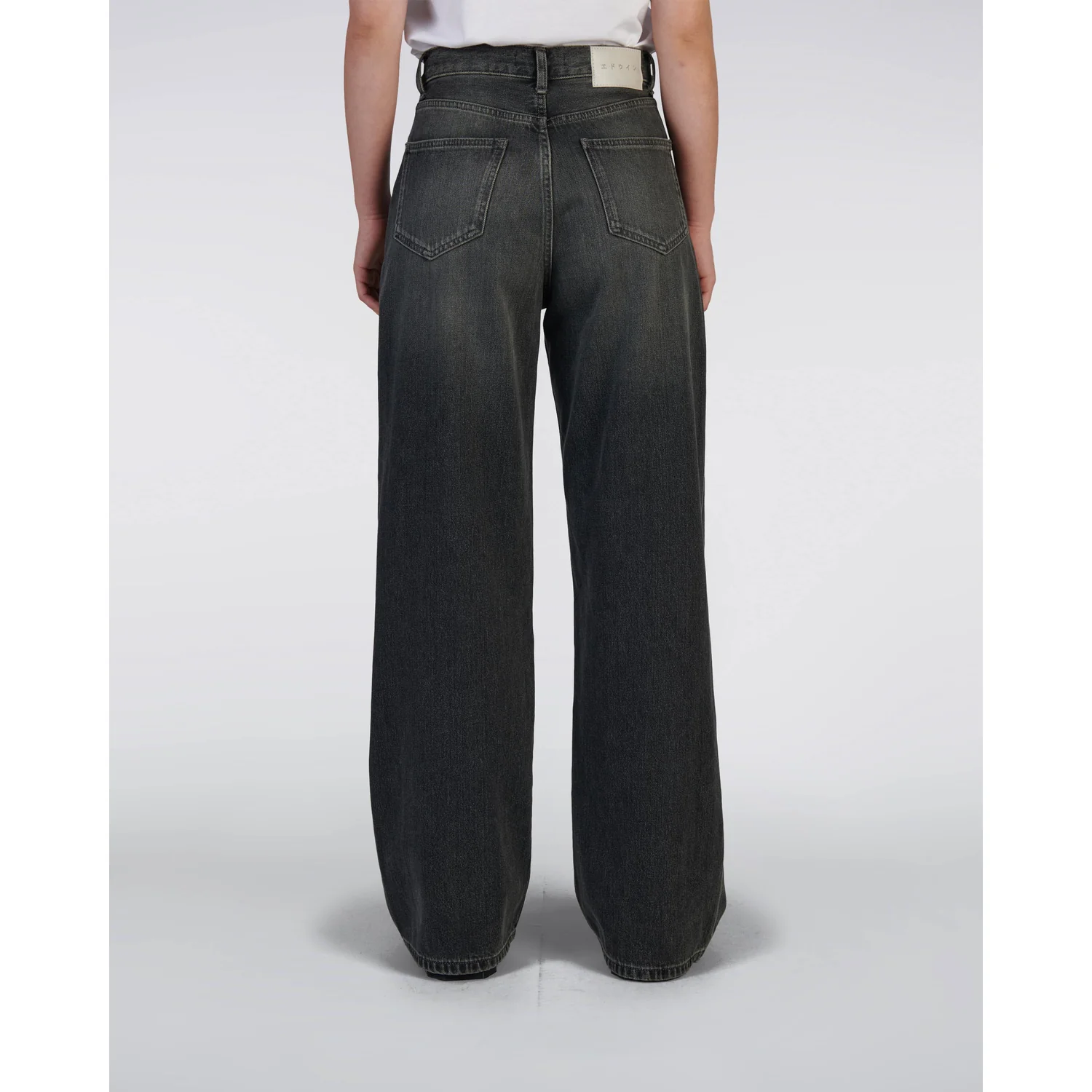 W' Olivia Pant Jeans, Weit geschnitten, Schwarzgrau, Denim, Hoher Bund