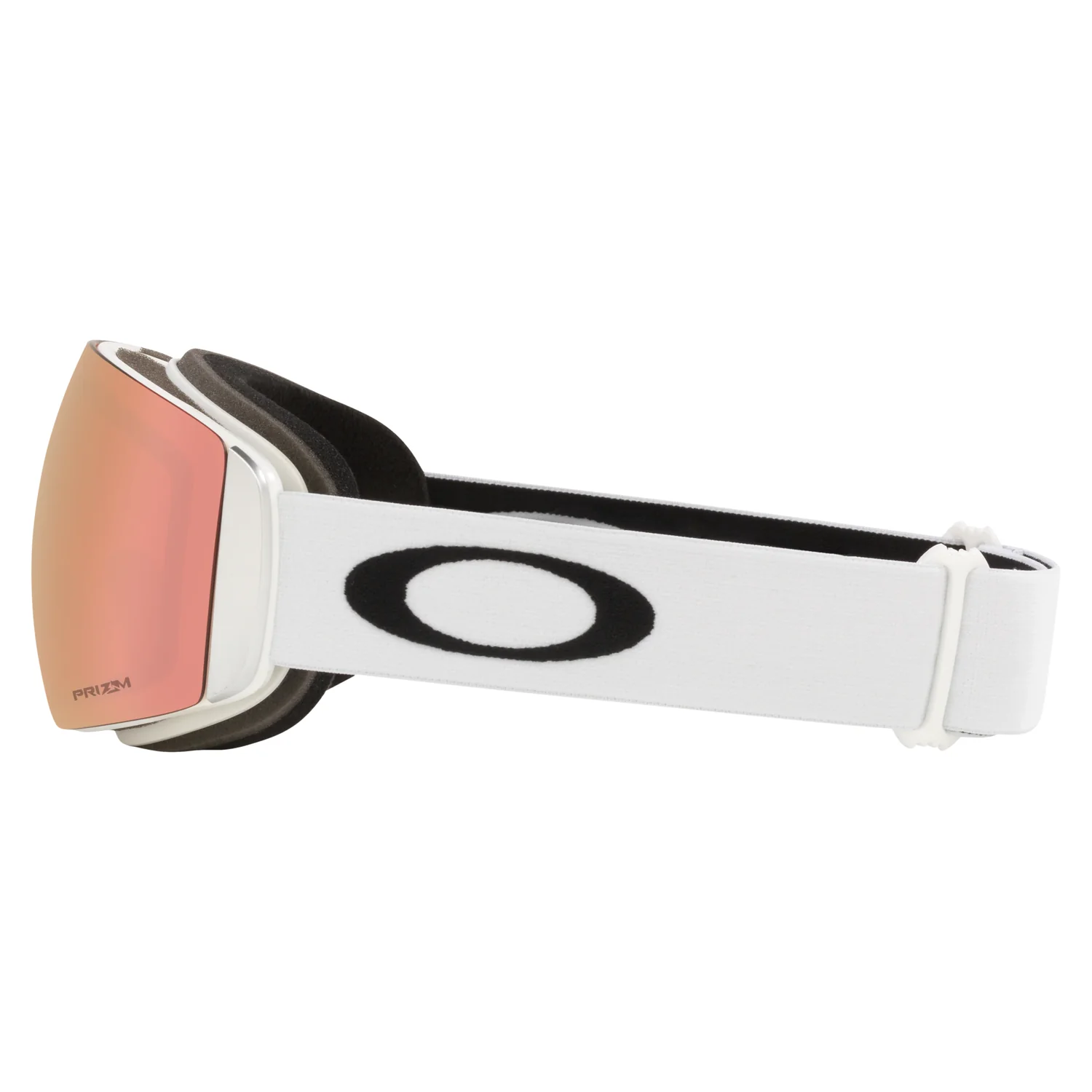 Flight Deck M - Matte Wht Skibrille, verspiegelte Scheibe, roségoldene Scheibe, weißes Band, Schaumstoffpolsterung