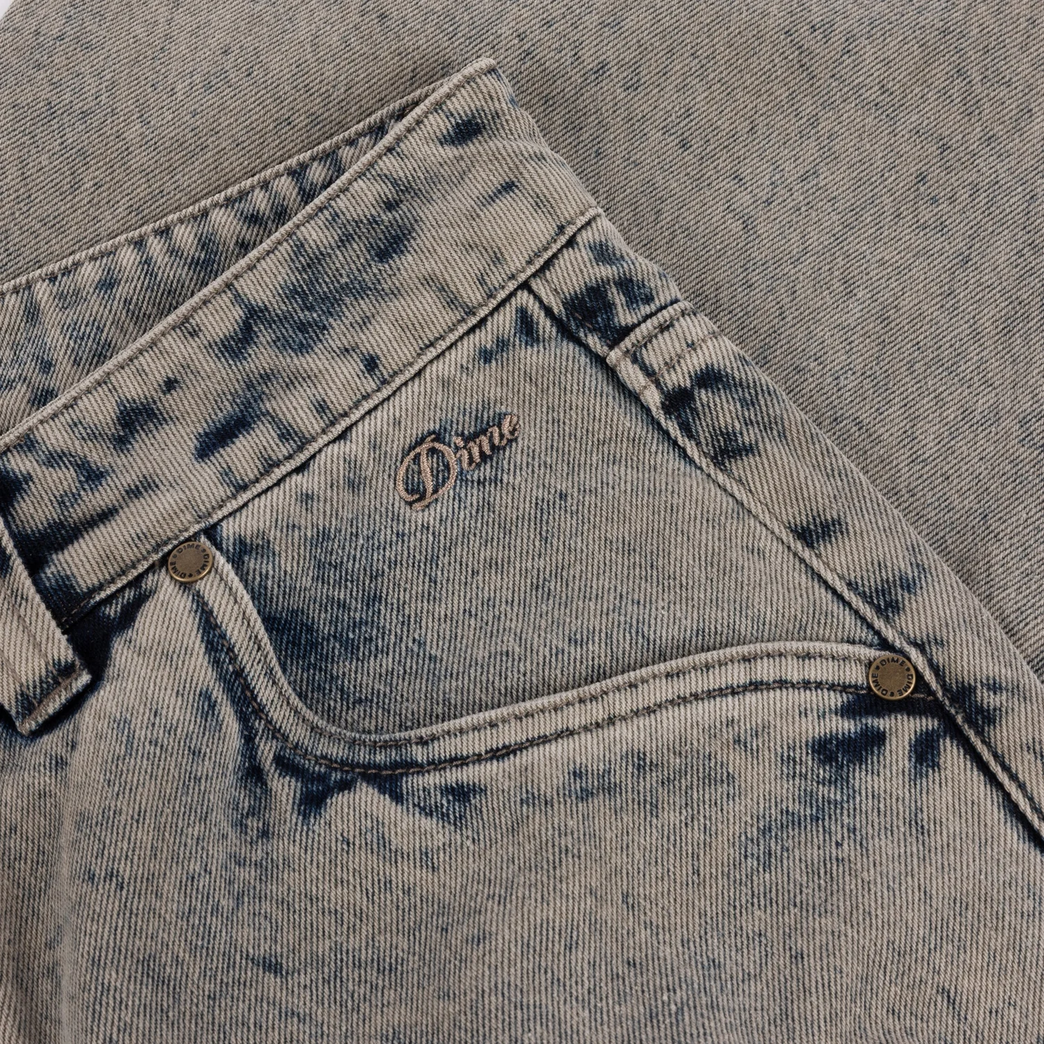 Baggy Denim Pants Tissu en jean, veste en denim, motif batik, bleu-beige, poche poitrine