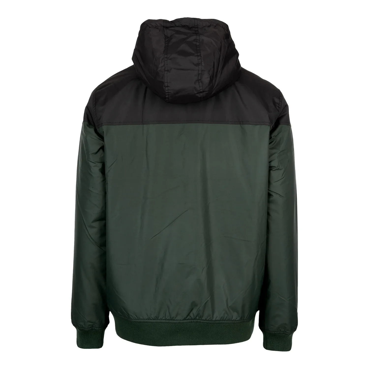 Veste à capuche, motif color block, vert foncé-noir, poignets côtelés