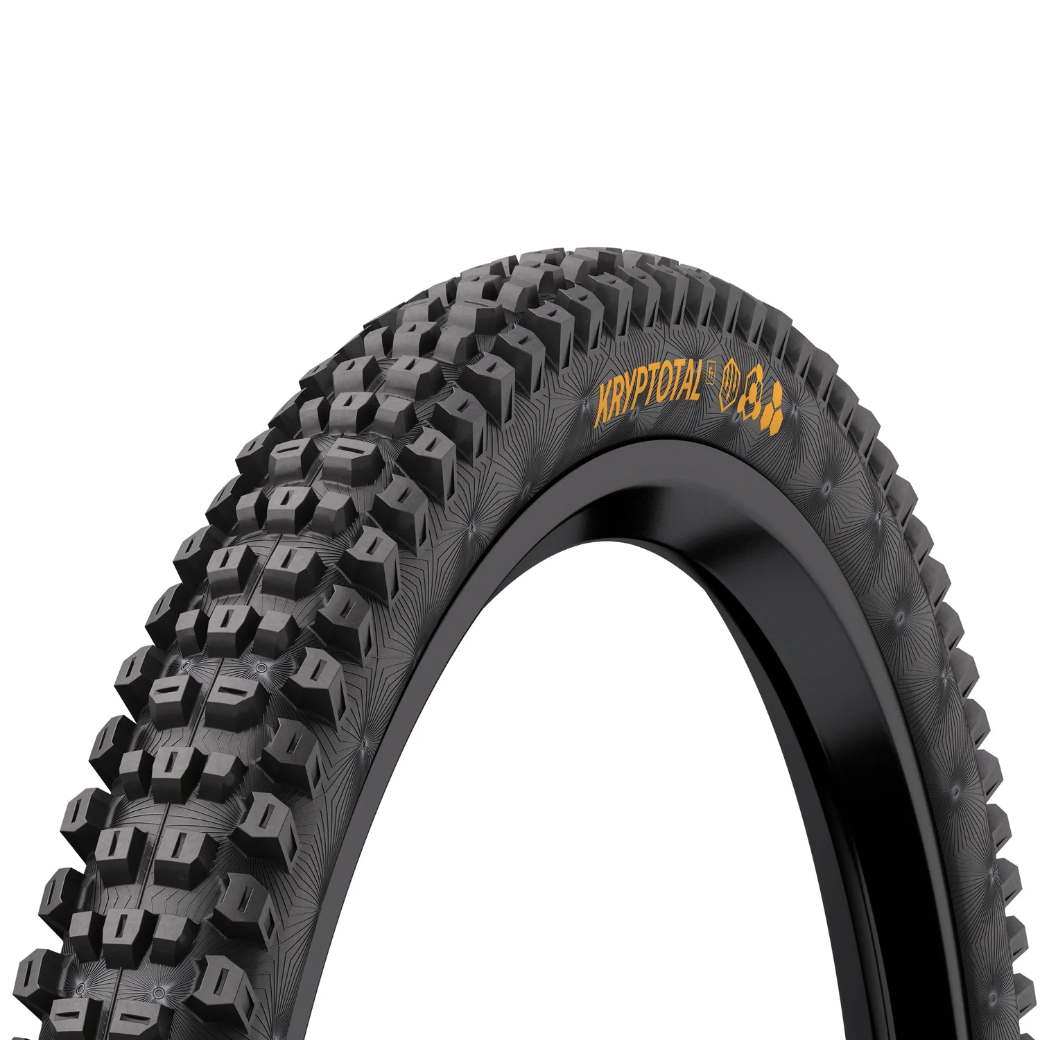Fahrradreifen, Mountainbike-Reifen, schwarz, Stollenprofil, orange Schriftzug