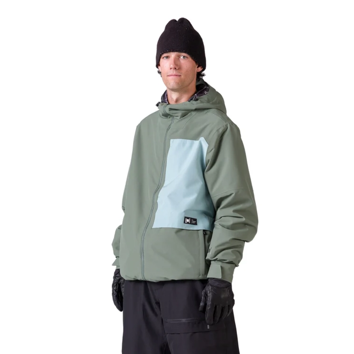 veste, coupe-vent, tissu lavable, capuche, bloc de couleur, veste à capuche, coupe-vent, empiècement bicolore, veste verte, détail des poches