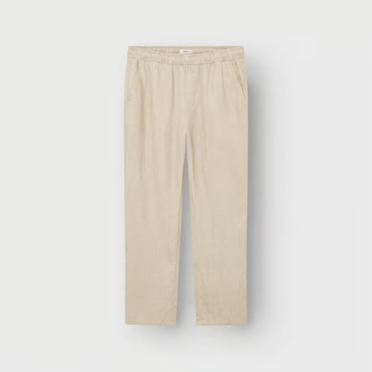 Pants Borrby Linen Beige Chino, Beinware, Gürtellos, Kordelzubehör?, Elastischer Bund, Beige Hose