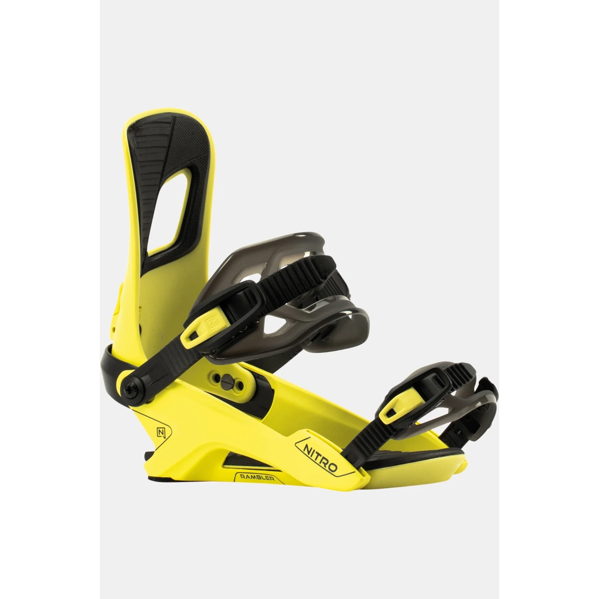 Fixations de snowboard, jaune vif, sangles réglables, Nitro, Rambler, fixations de snowboard, fixations jaunes, sangles, boucles avant, réglables
