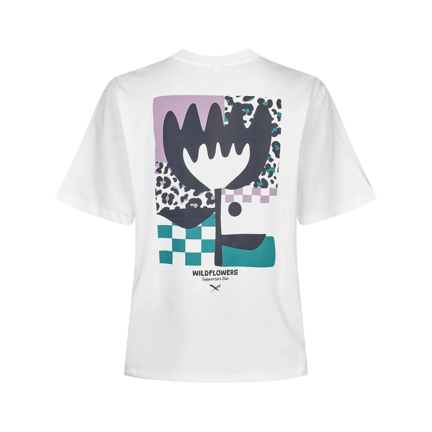 Wildflower T-Shirt T-shirt blanc, manches courtes, col rond, impression au dos