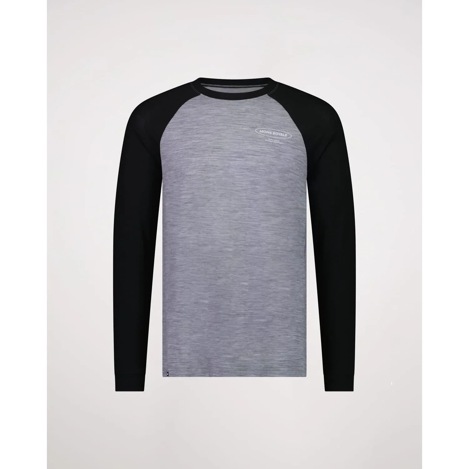 Icon Raglan Langarmshirt, Raglanärmel, grau-schwarz, Rundhalsausschnitt, Melange-Optik