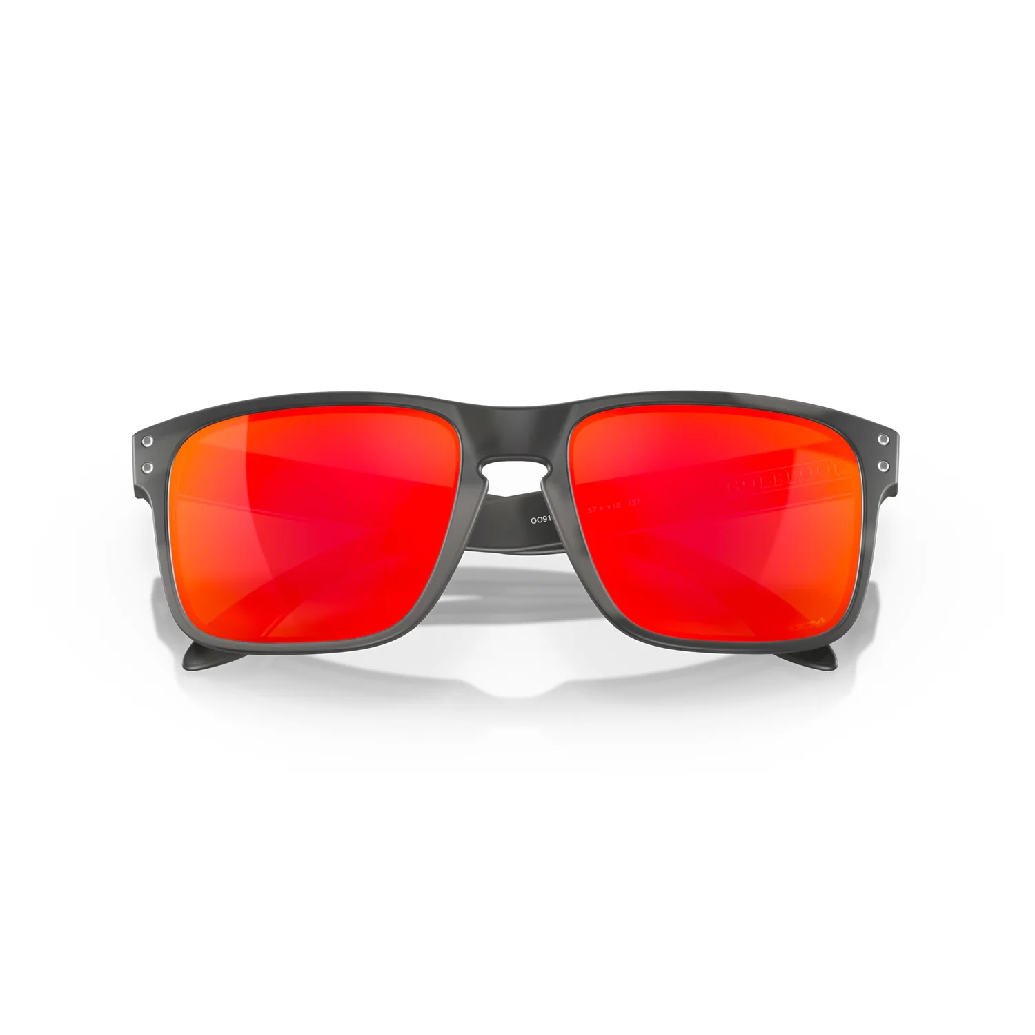 Sonnenbrille, schwarzes Gestell, rote verspiegelte Gläser, Kunststoffgestell, eckige Form