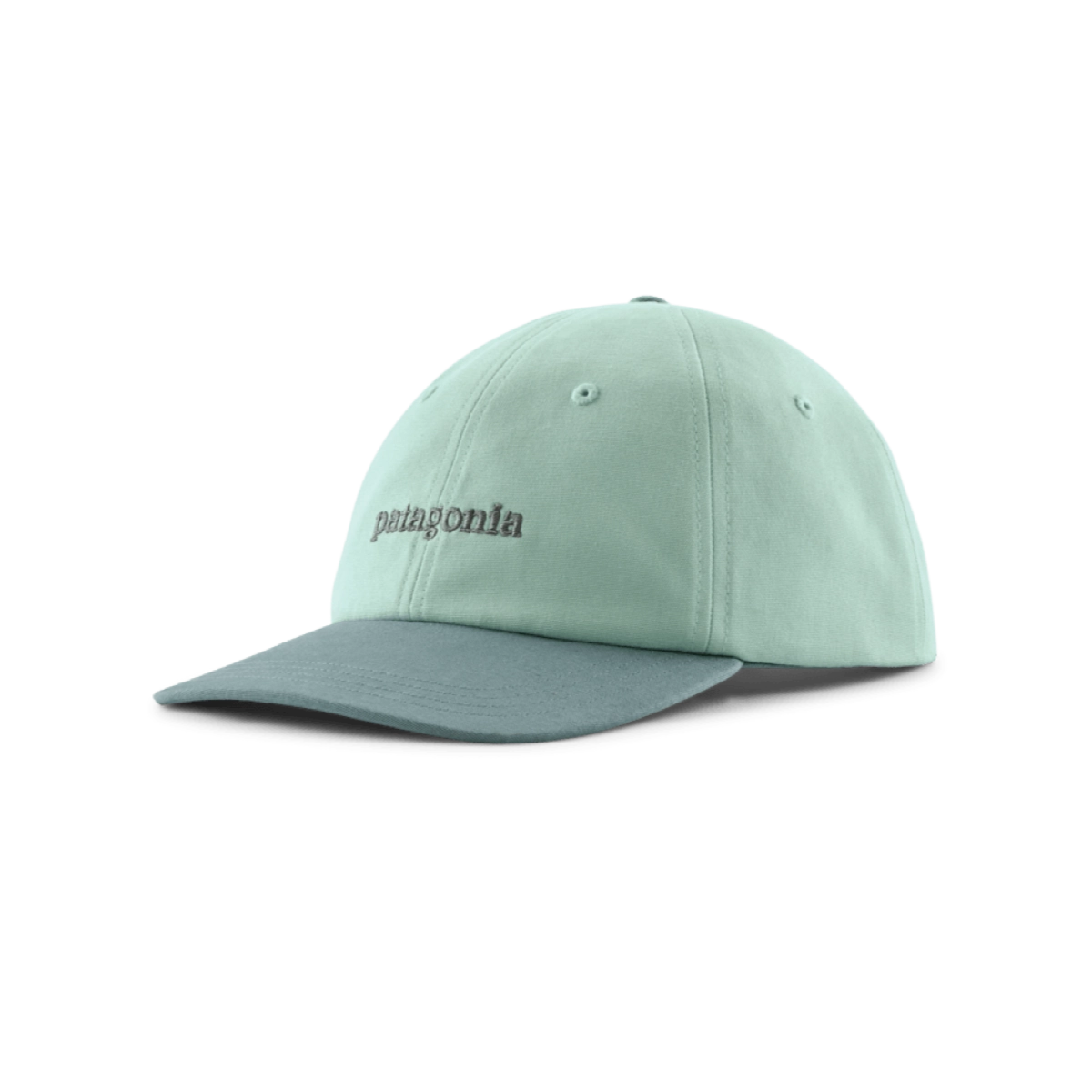 Fitz Roy Icon Trad Cap Baseballcap, Verstellbare Kappe, Mintgrün, Zweifarbig, Logo-Stickerei, Baseballkappe, Einfacher Hut, Mintgrün, Gebogener Schirm, Patagonia Logo
