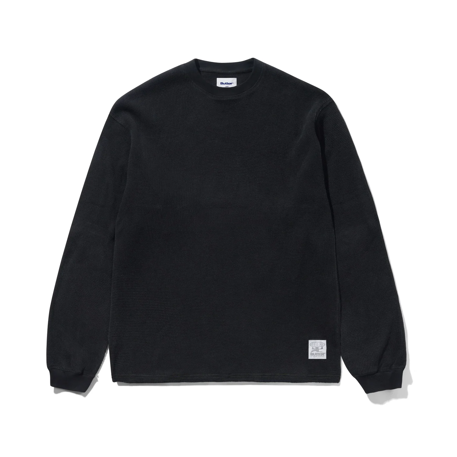 Thermal L/S Top T-shirt à manches longues, noir, col rond, tissu texturé, bords-côtes