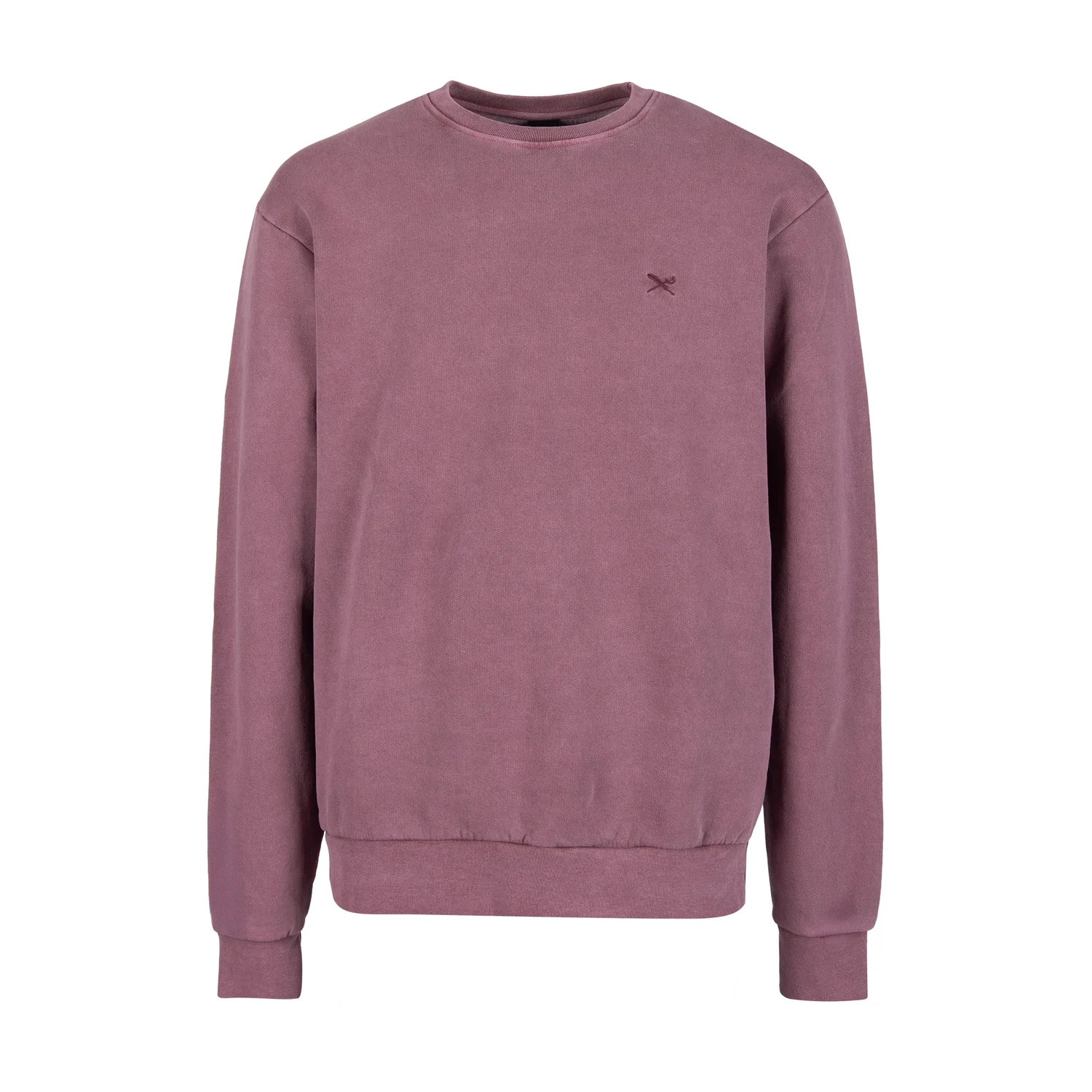 Sweat-shirt, col rond, manches longues, vieux rose, broderie sur la poitrine