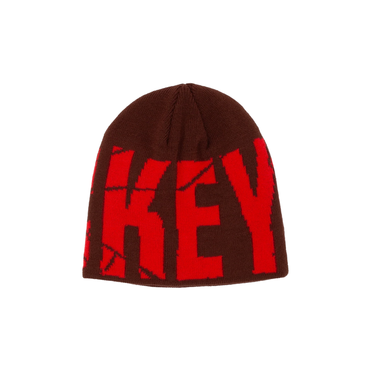 Shatter Skully Beanie Beanie, Wolle, braun, rotes Muster, Kopfbedeckung