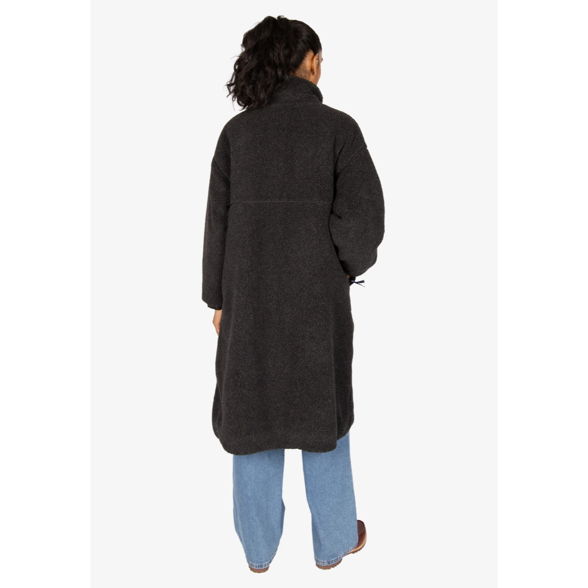 Fluffy Teddy Coat Kuschelfleece, Mantel, Dunkelgrau, Oversized, Fleece-Ausschnitt