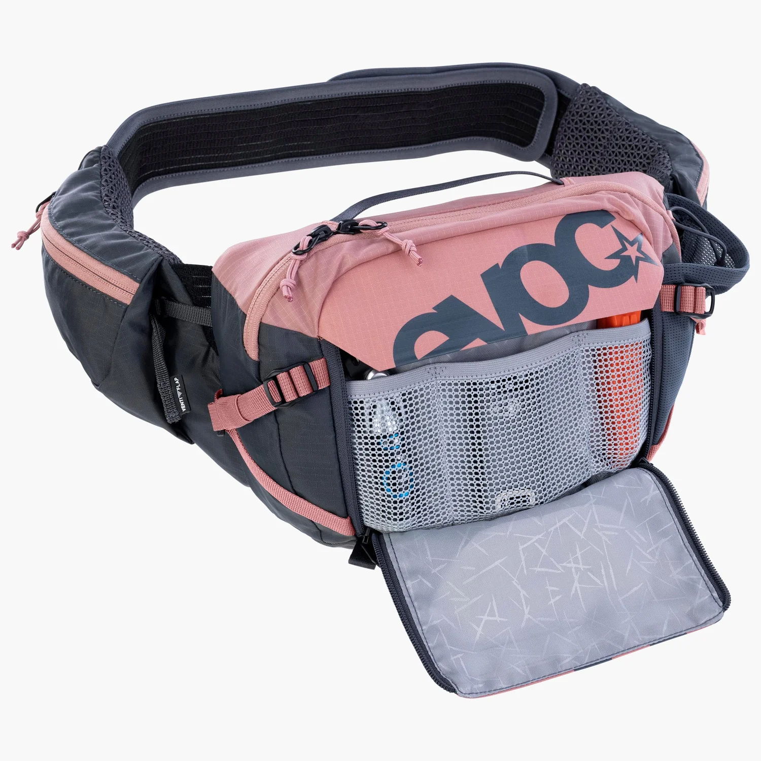 Hüfttasche, Gürteltasche, Netzfach, Rosa und Anthrazit, Verstellbarer Hüftgurt