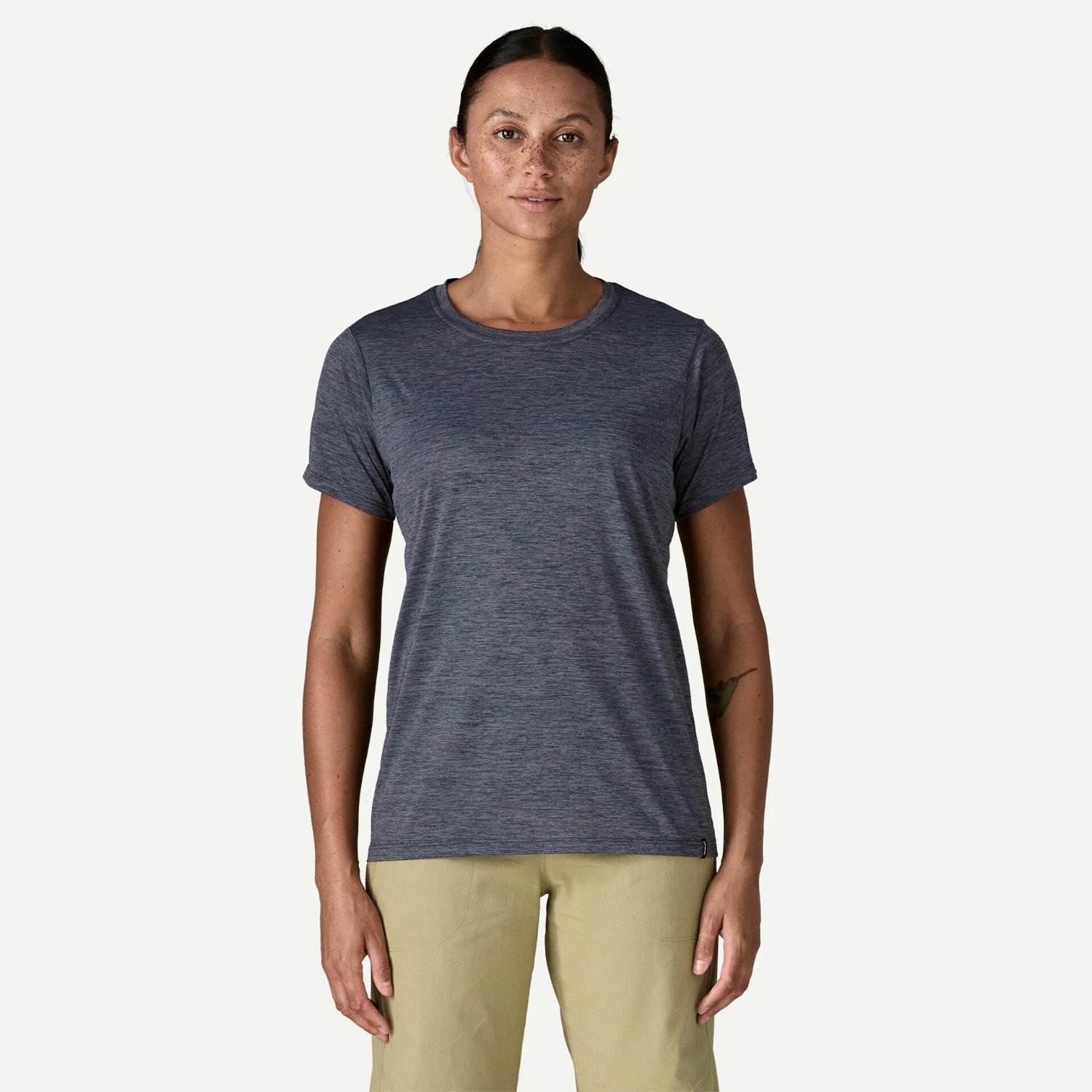 T-shirt, manches courtes, chiné, jersey, décontracté
