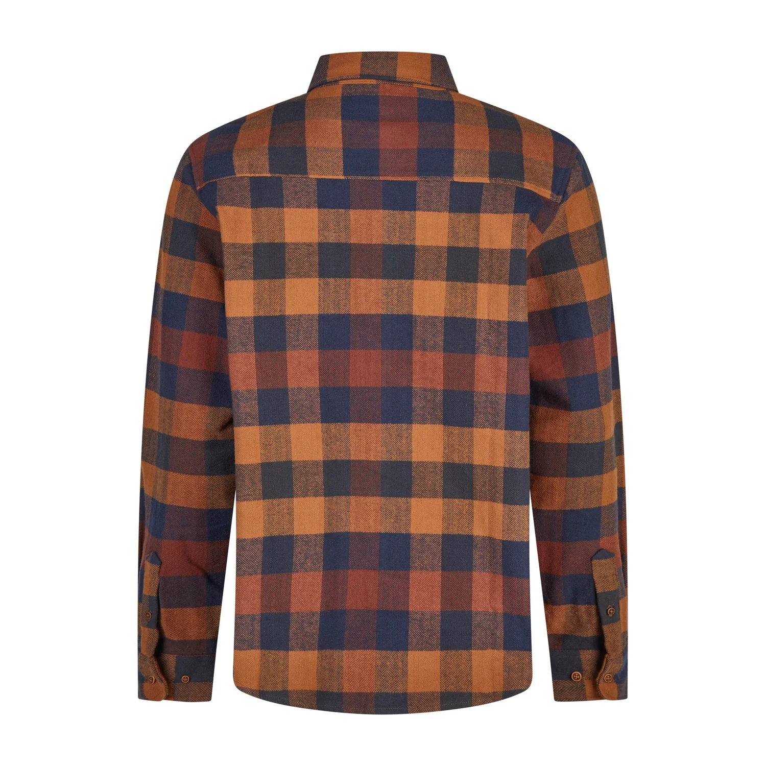 Lumber Fella Shirt Herrenhemd, Langarmhemd, Karomuster, Orange und Blau, Button-Down-Kragen
