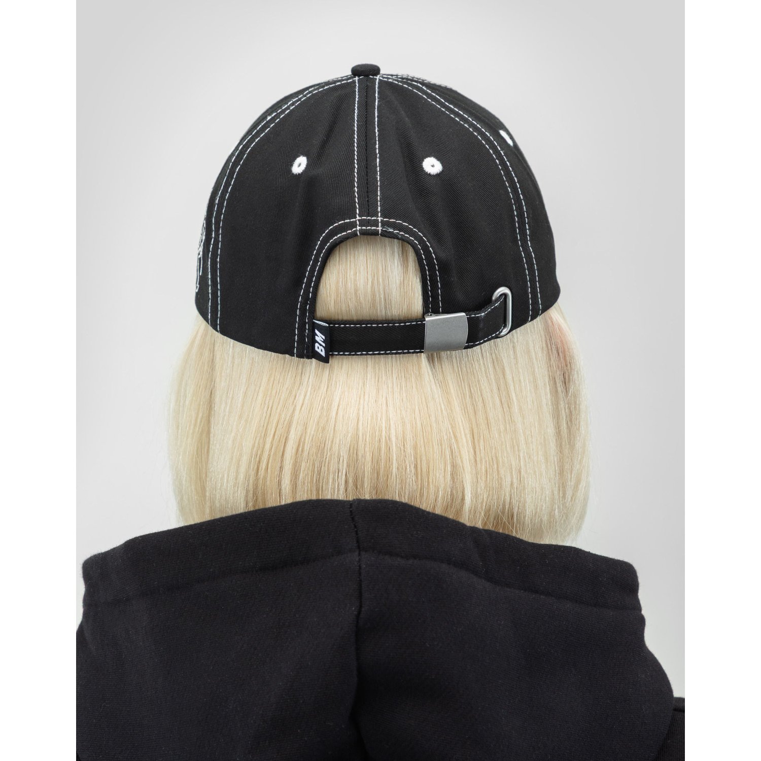 Angel Cap Casquette de baseball, casquette noire, coutures contrastées, bandeau réglable, casquette en coton