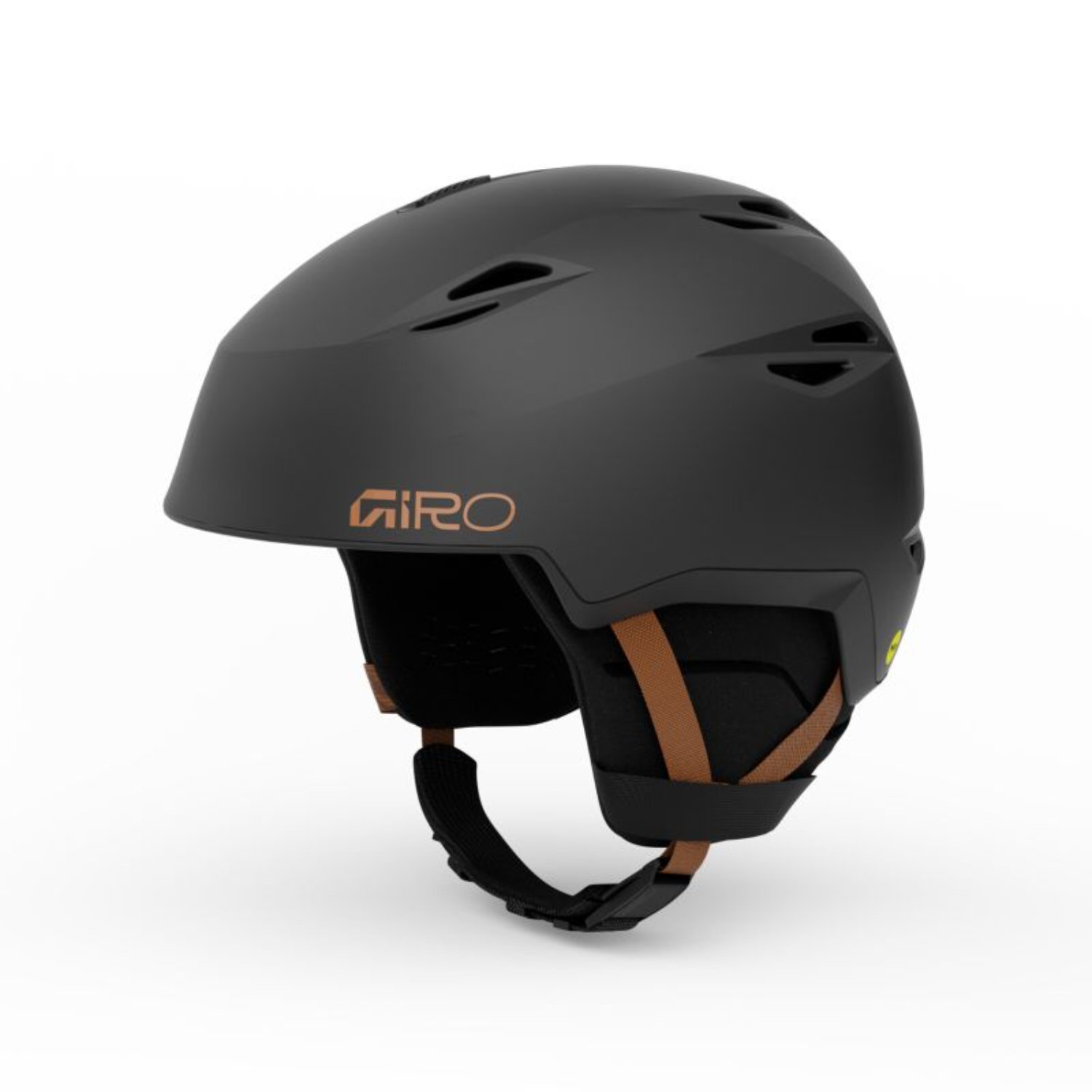 Grid Spherical Helmet Casque de vélo, casque de skate/surf, noir mat, trous d'aération, jugulaire marron