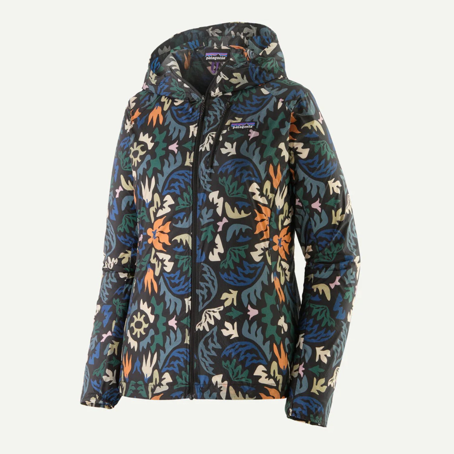 Regenjacke, Pufferjacke, Druckmuster, Hoodie-ähnlich, Reißverschluss