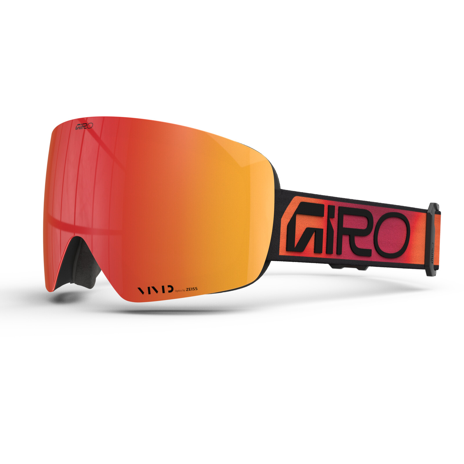 Skibrille, Goggles, Orangene Glas, Verstellbares Band, ZEISS Optik