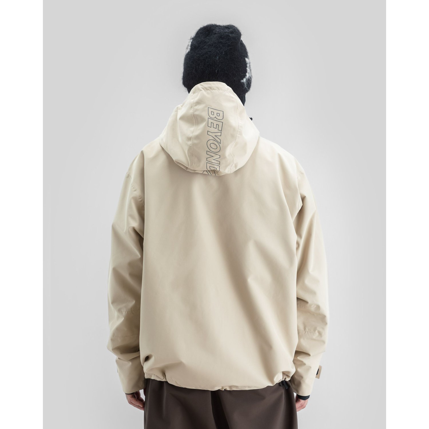 Beige Jacke, Hooded Jacke, Rückenansicht Mantel, Langarm, Casual Outerwear