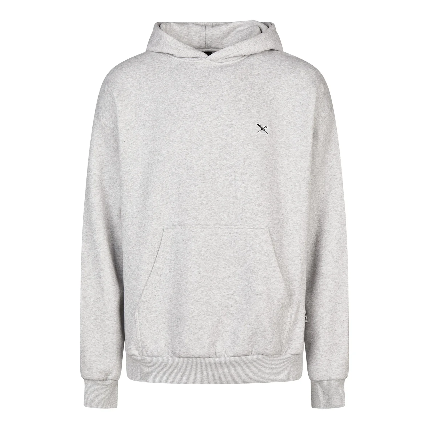 Flagloose Hoodie Kapuzenpullover, Hellgrau meliert, Kängurutasche, Lange Ärmel, Rippbündchen