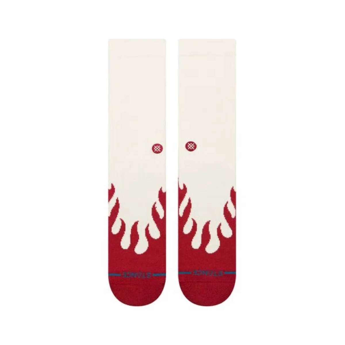 Chaussettes, montant jusqu'aux genoux, paire de chaussettes, rouge et blanc, motif flammes