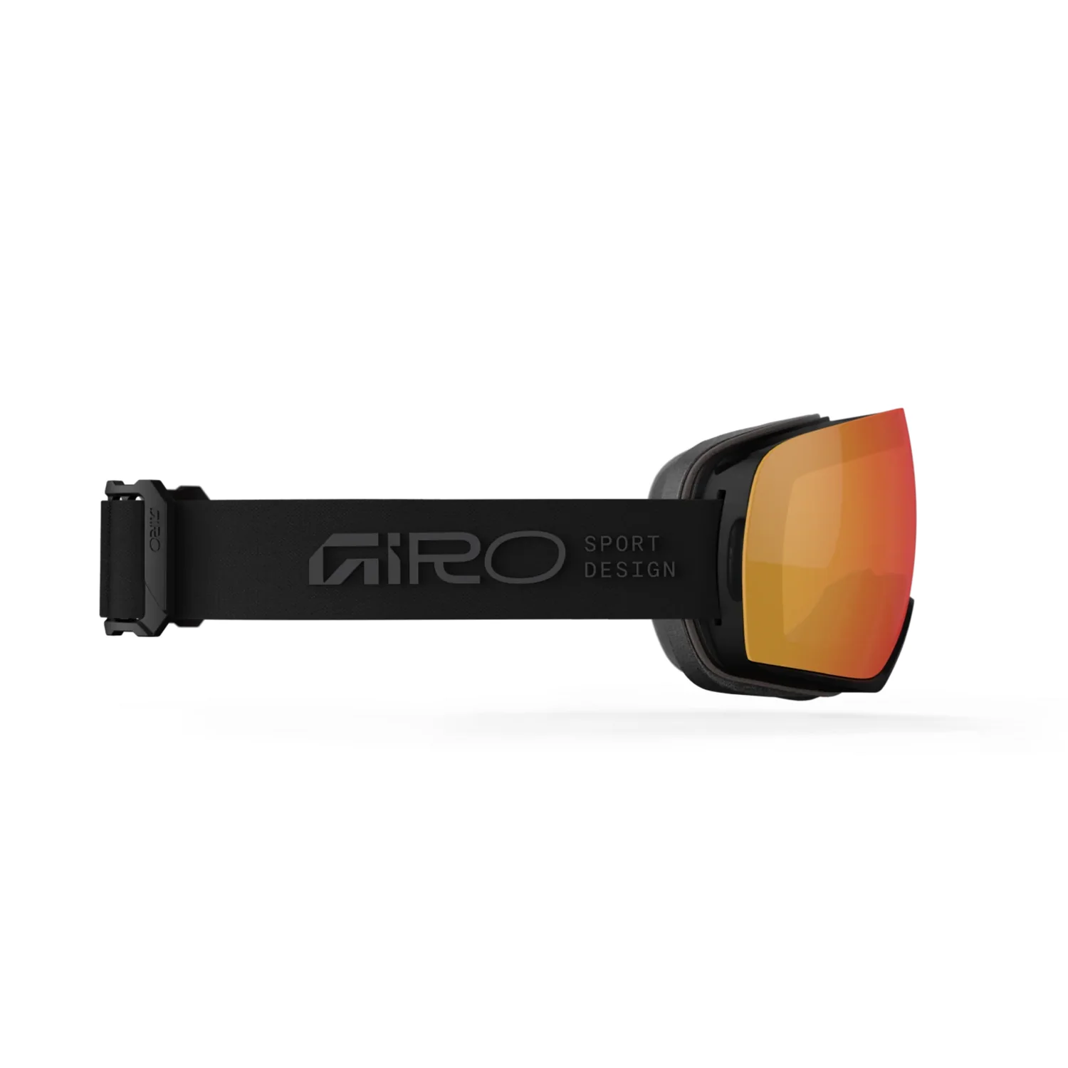 Skibrille, verspiegelte Scheibe, orange-rote Scheibe, schwarzes Band, Sportbrille
