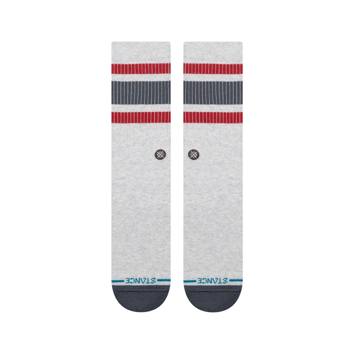 Boyd Pop Stitch Crew Chaussettes, chaussettes montant jusqu'aux chevilles, rayées, grises, motif rayé