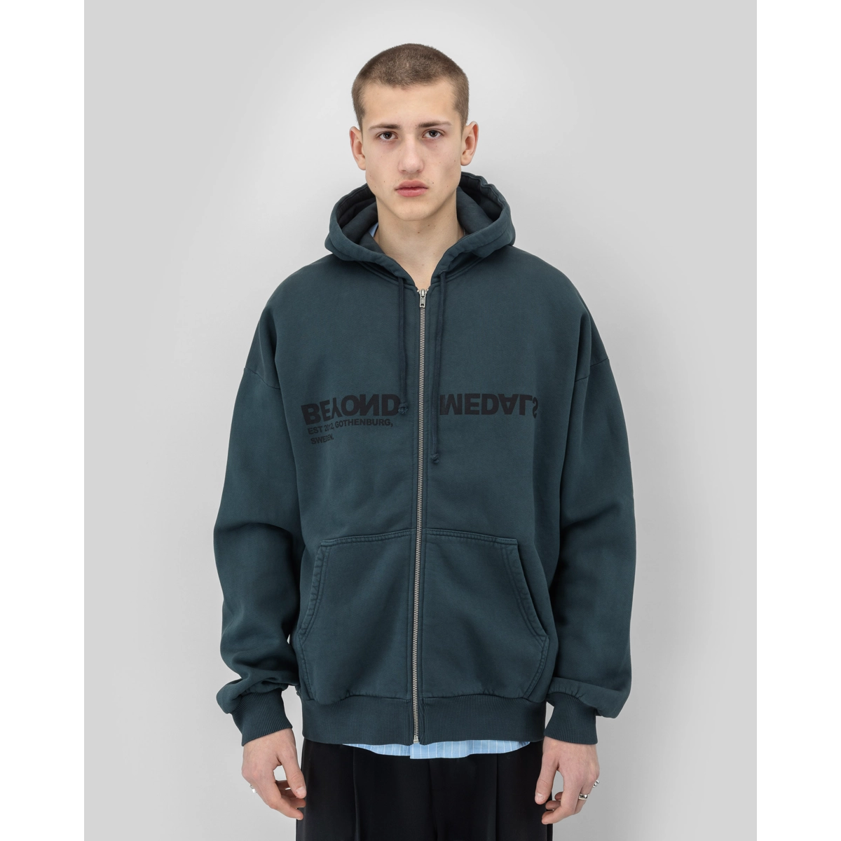 Reverse Logo Zip Hoodie Beyond Medals Reverse Logo Zip Hoodie D.Blue, vue 2