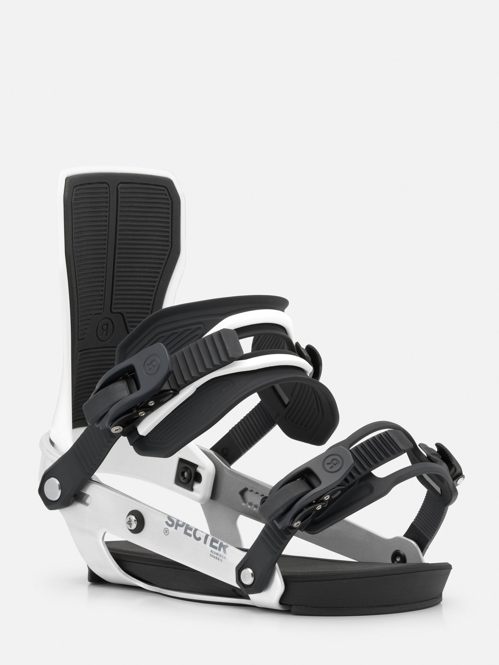Specter Mens Fixations de snowboard, sangles réglables, maintien de la cheville, dossier haut, mélange de plastique et de métal