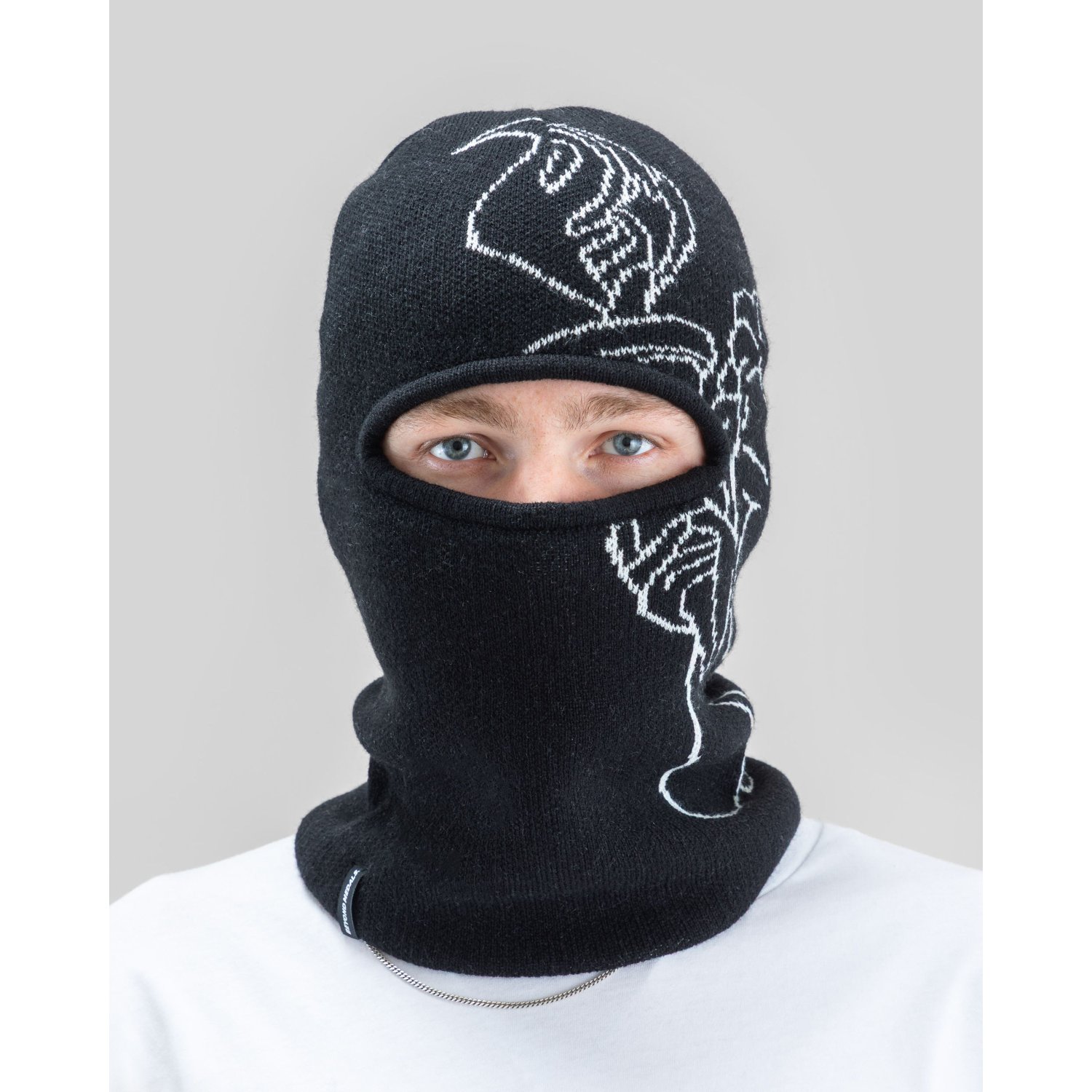 Jacquard Knit Balaclava Angel Balaklava, Strickmaske, Schwarze Balaklava, Gesichtsmaske, Grafikdesign