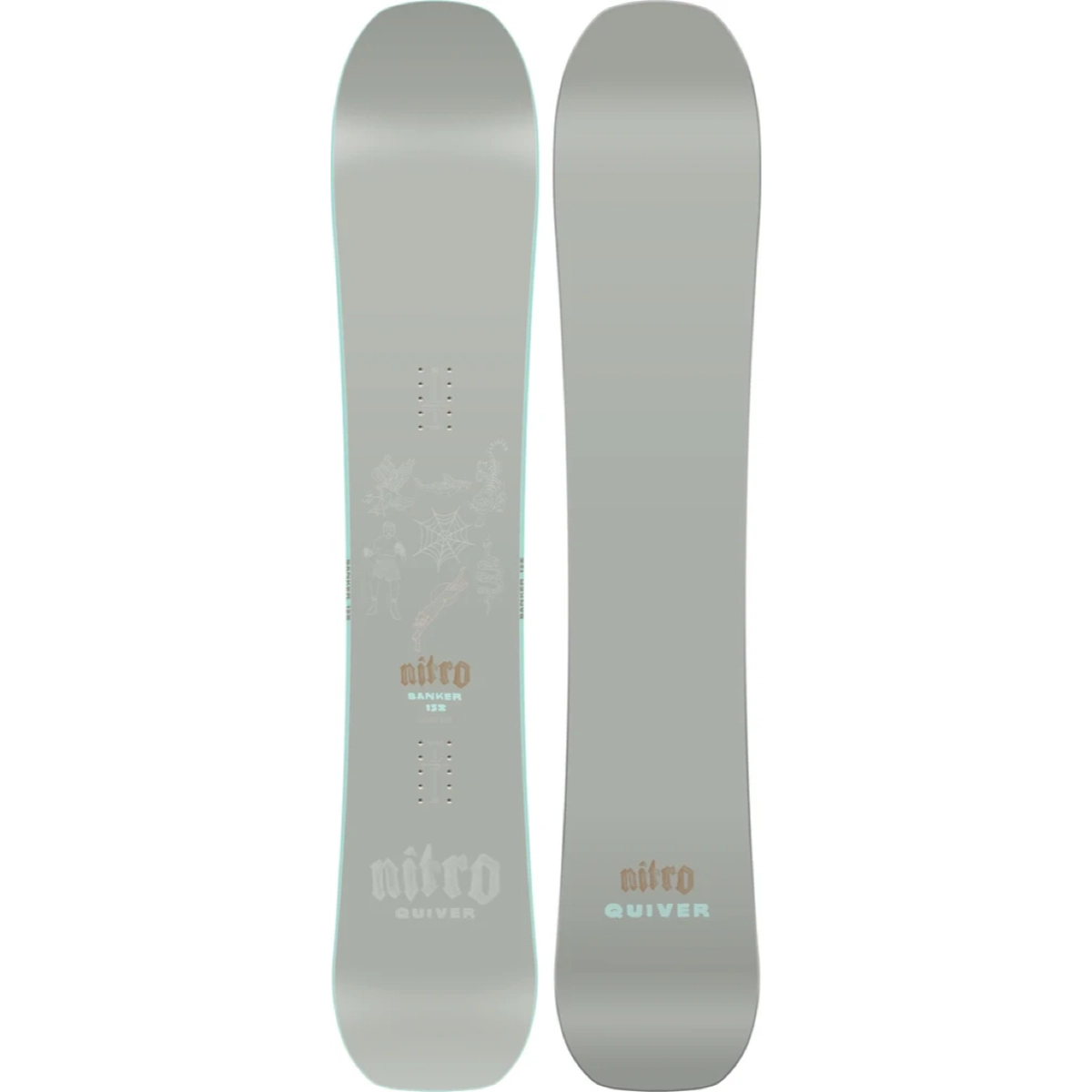 Snowboard, Twin Tip, gris, motif graphique, profil rocker, snowboard, taille, couleur grise, motifs graphiques, quiver Nitro