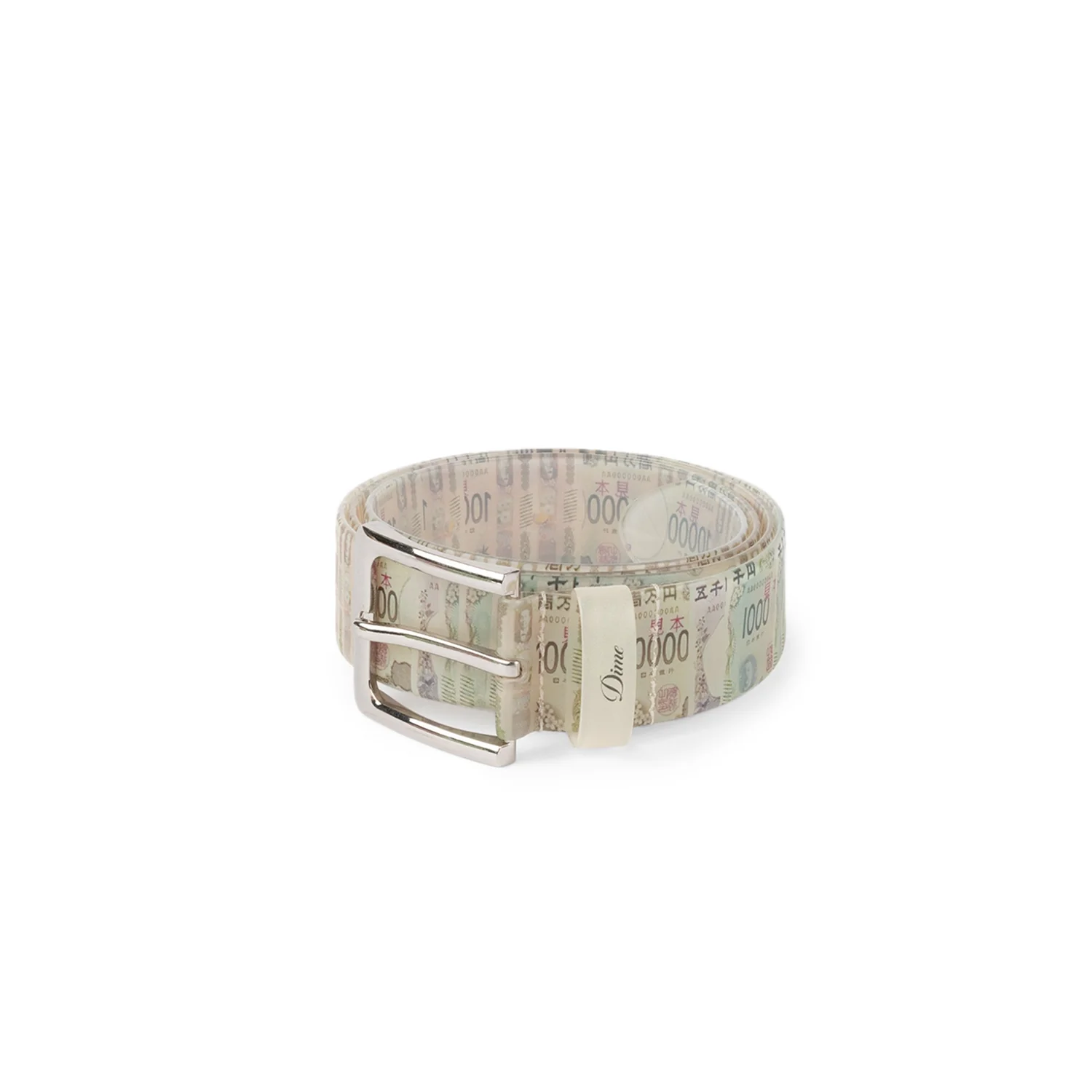 Money Spread Belt Gürtel, Geldscheinmuster, Japanische Yen, Metallschnalle, Beige