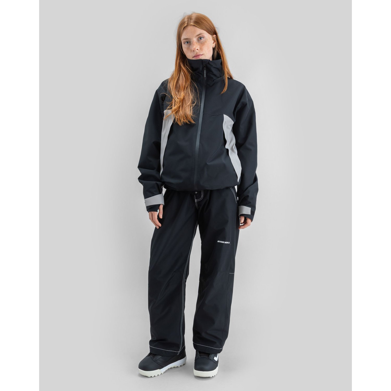 Skijacke, Snowboardjacke, Regenjacke, Schwarz, weite Passform
