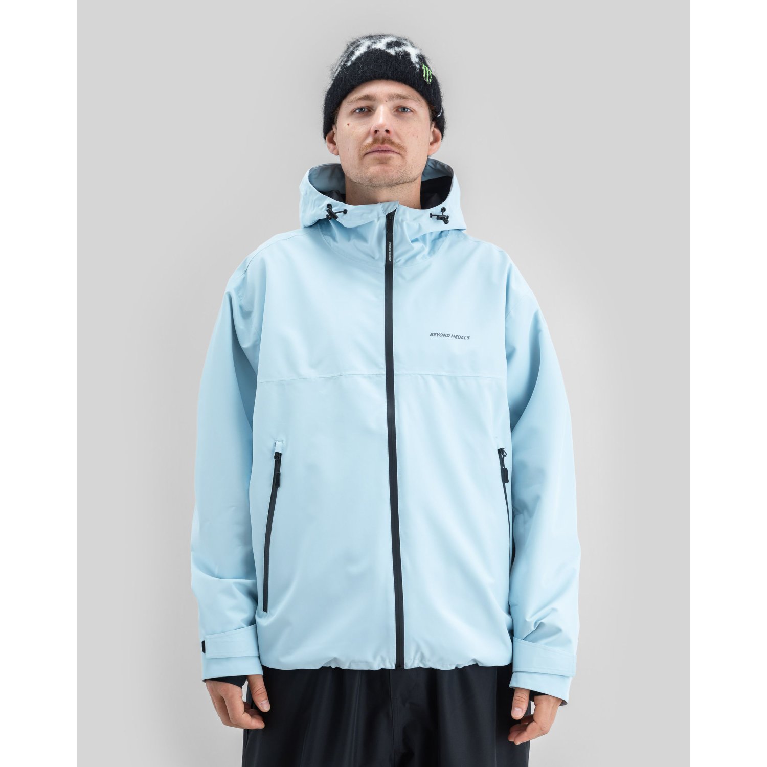 Park Jacket 2L Veste pour homme, bleu clair, coupe-vent, fermeture éclair, capuche