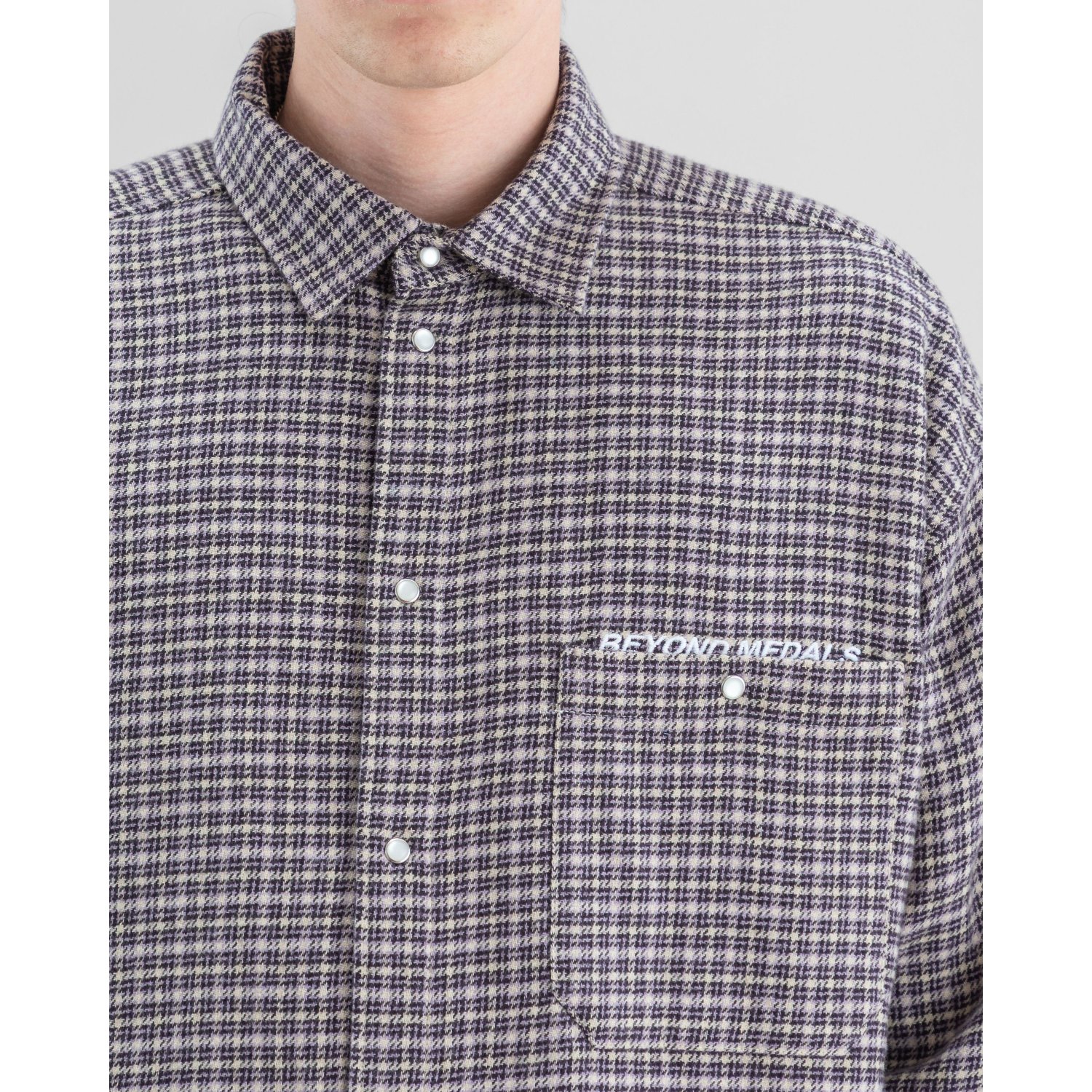 Checkered Shirt Surchemise, motif écossais, motif à carreaux, mélange de laine, manches longues, chemise, style décontracté, motif à carreaux, manches longues, poignets boutonnés, chemise en flanelle, à carreaux, motif à carreaux, patte de boutonnage, poche poitrine