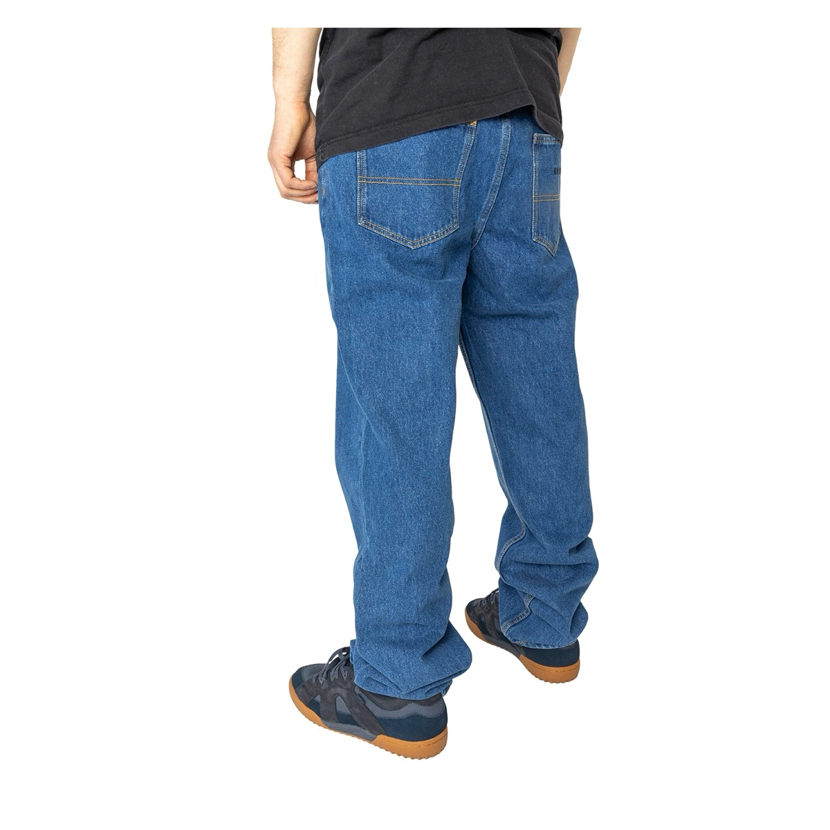 Jeans, weite Passform, blauer Denim, Gebackene Taschen, casual Hose