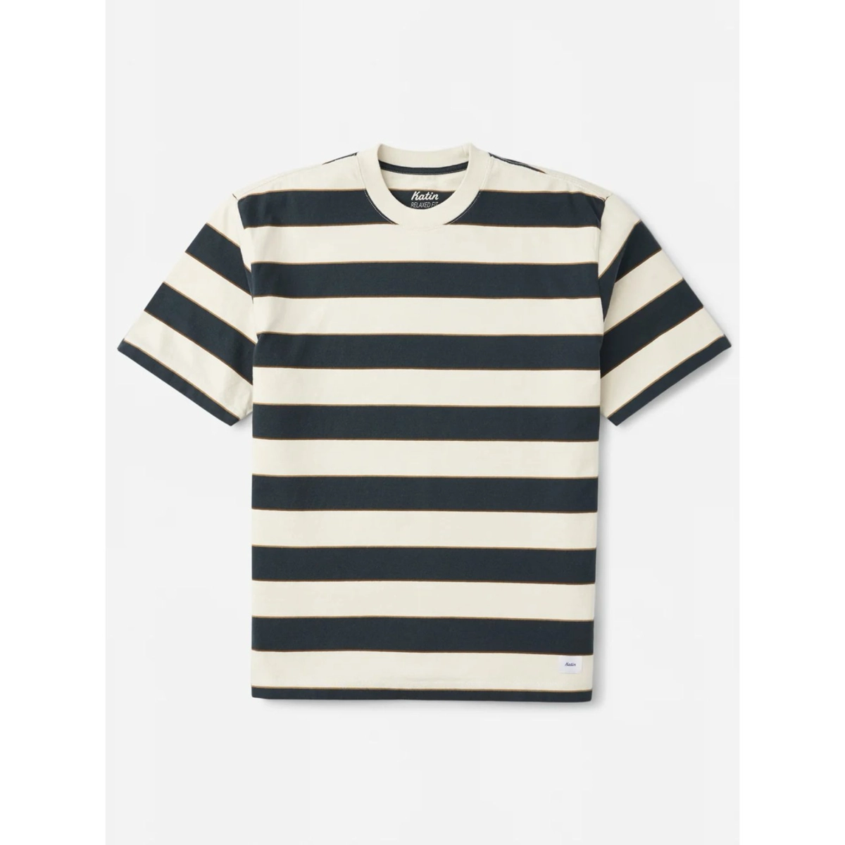 Chip Box Fit Tee T-Shirt, Gestreift, Kurzarm, Rundhals, Baumwolle