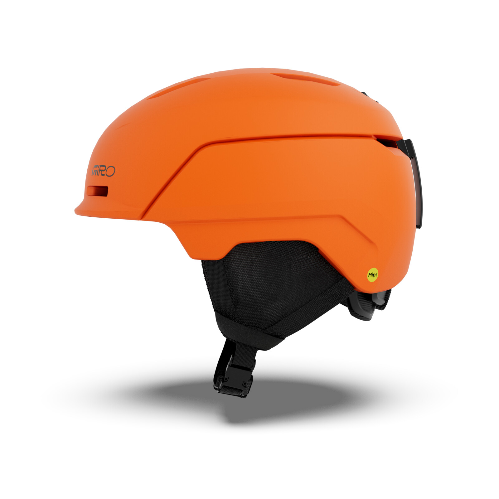 casque de ski, casque orange, trous d'aération, jugulaire, MIPS