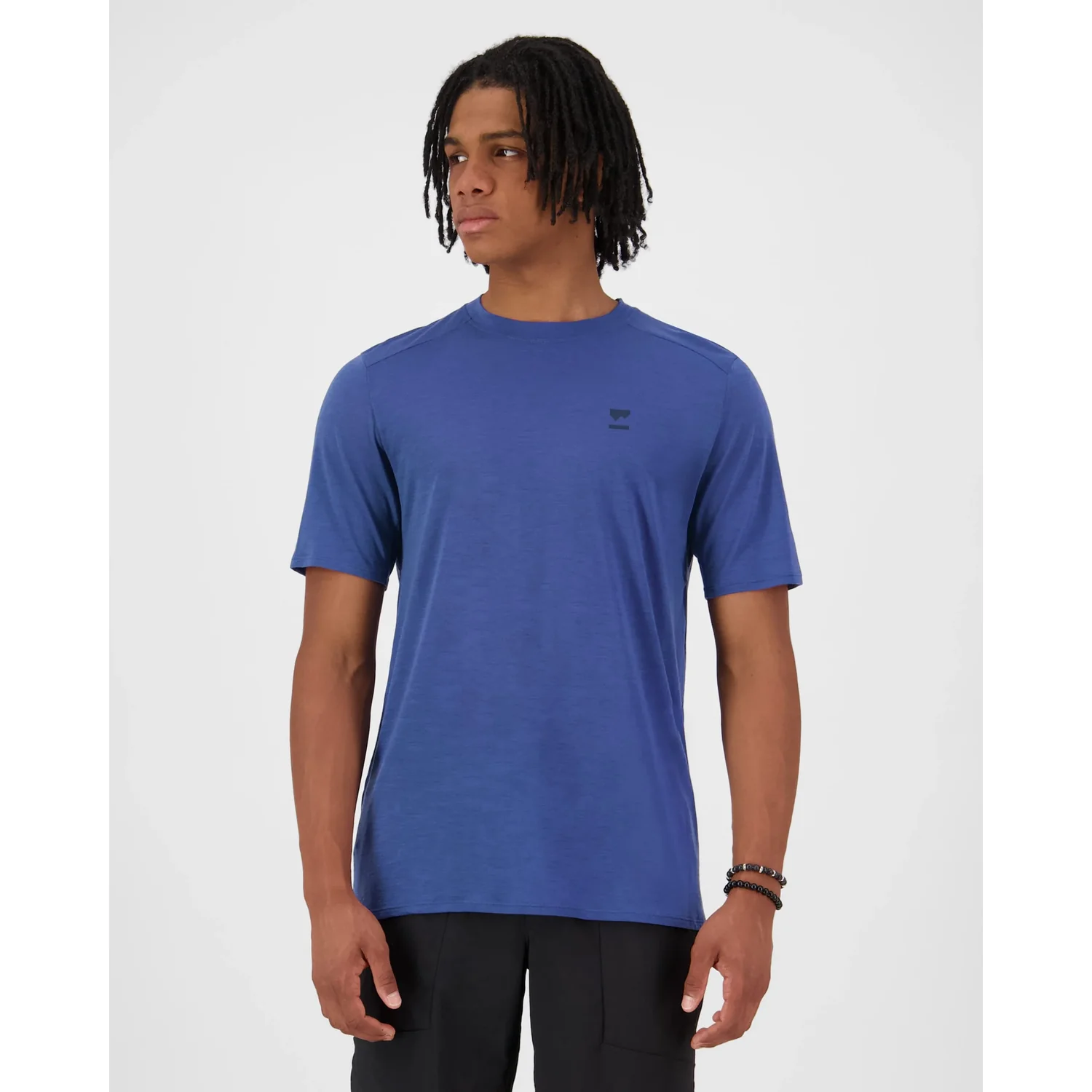 T-shirt homme, manches courtes, col rond, bleu, uni