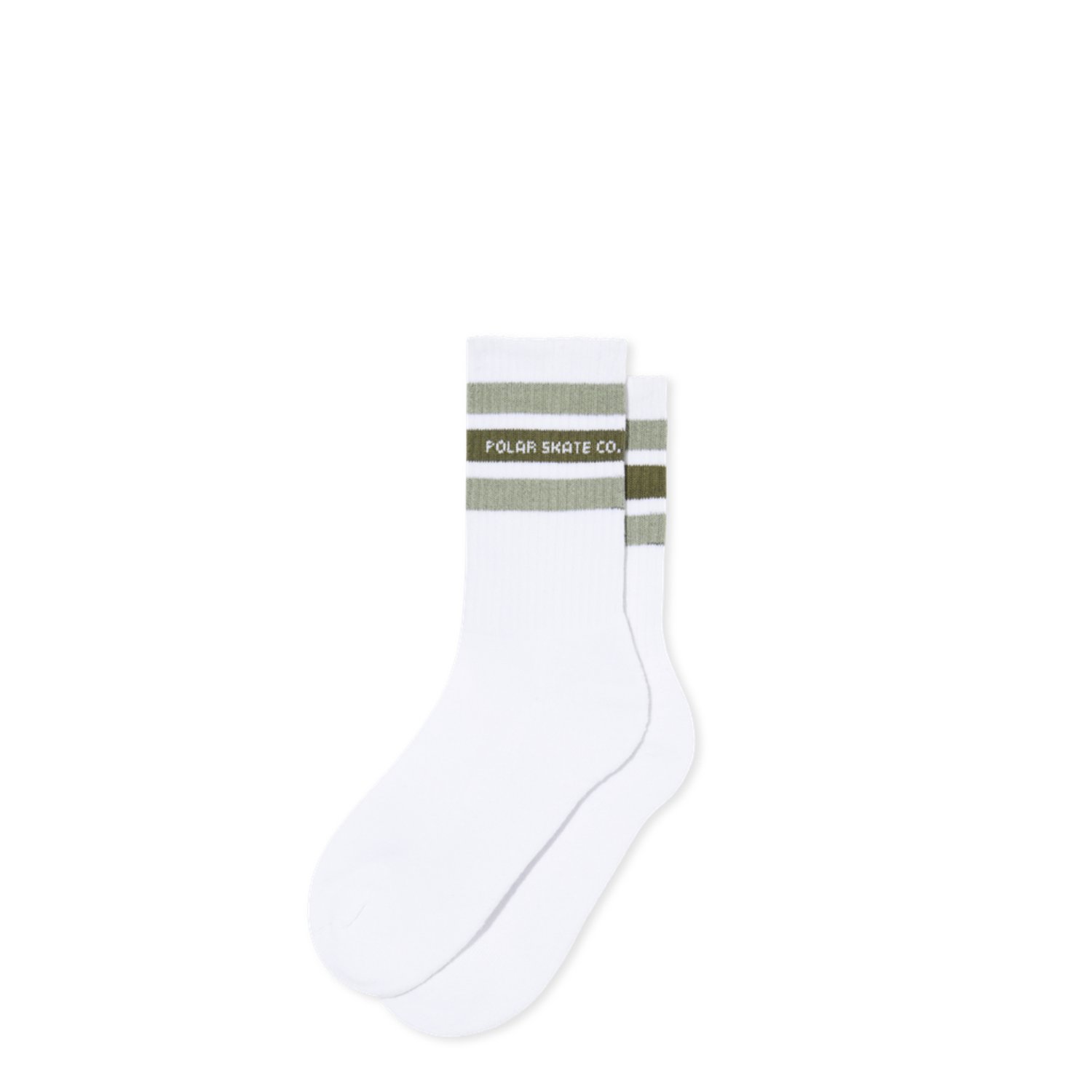 Rib Socks Fat Stripe Chaussettes, mi-bas, chaussettes blanches, rayures, Polar Skate Co.