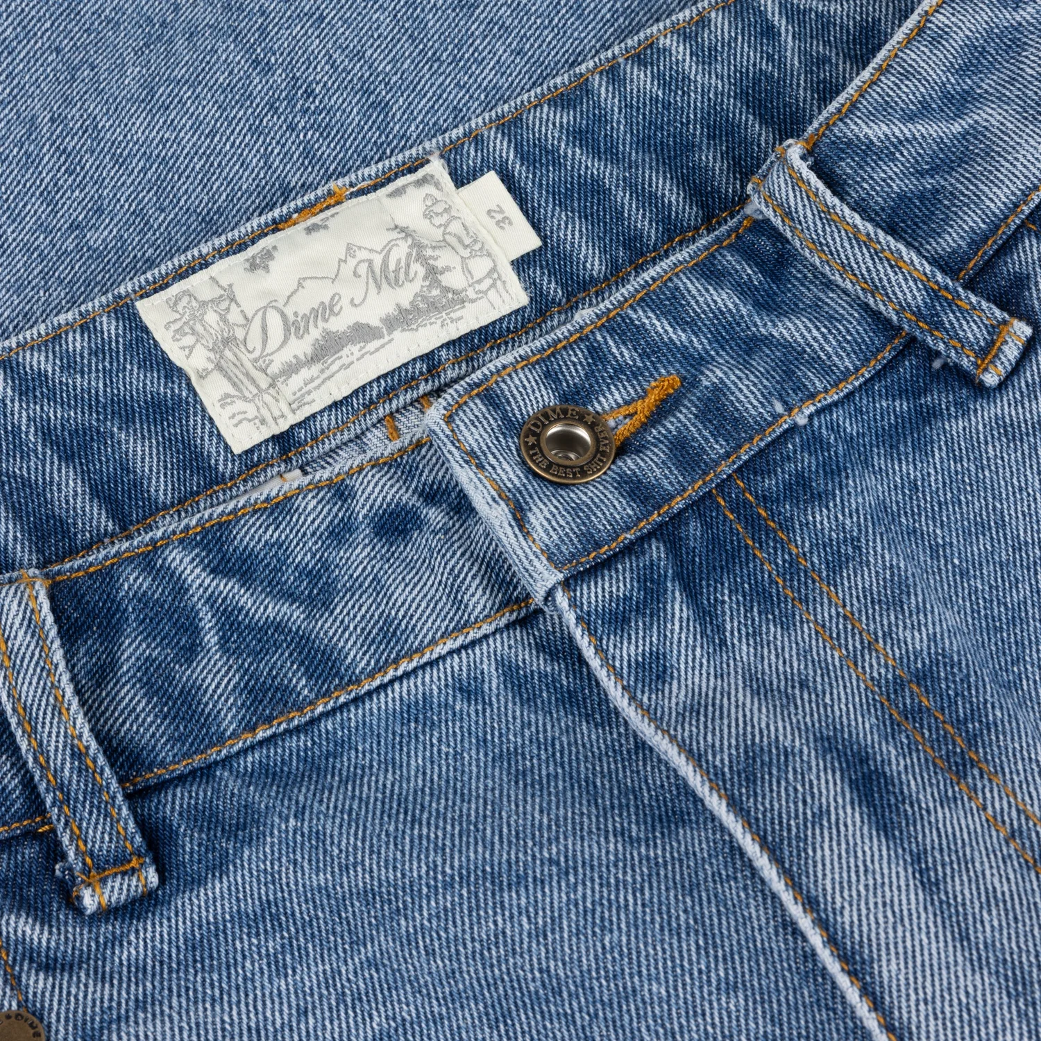 Jeans, Denim, Blau, Used-Look, Knopfverschluss