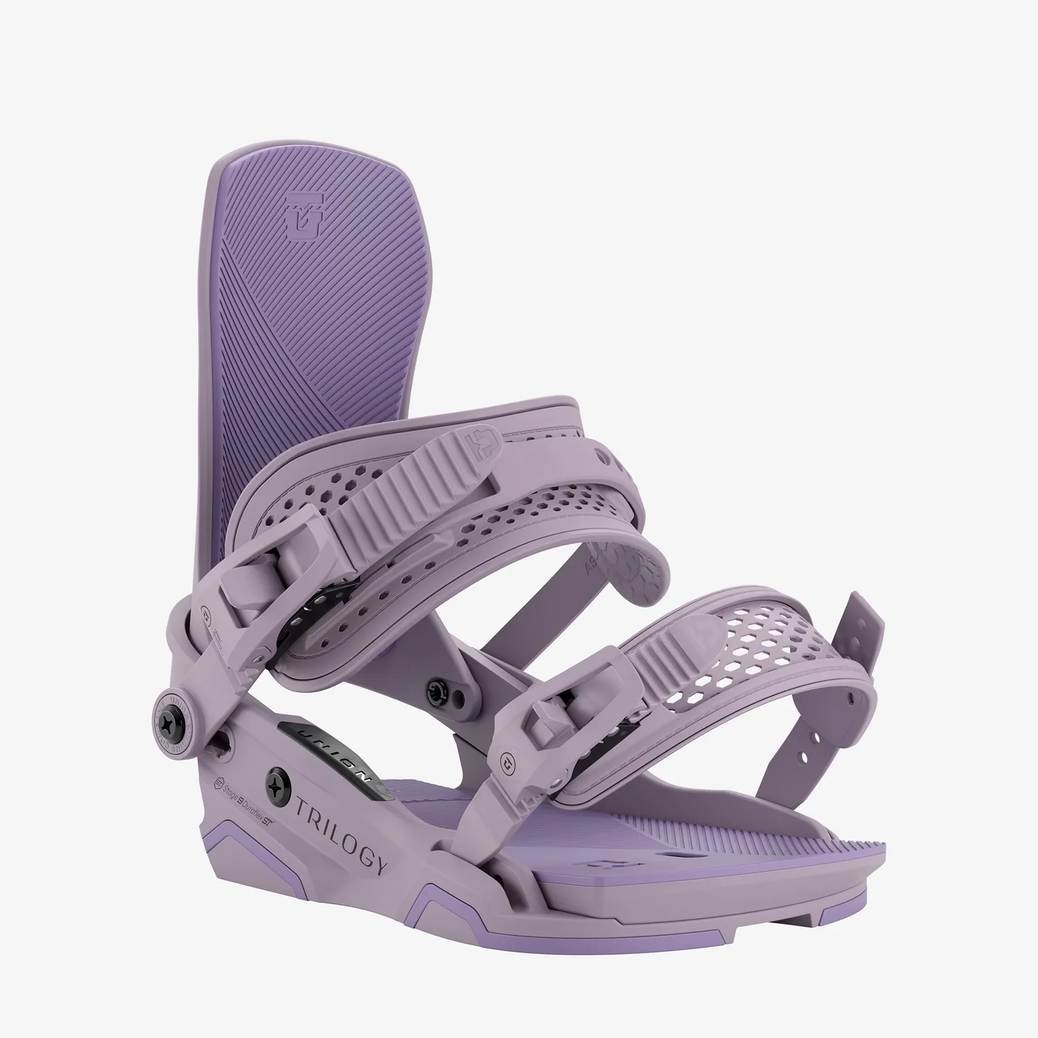 Trilogy Snowboardbindung, Flieder, Zwei Riemen, Perforierte Riemen, Verstellbare Schnallen
