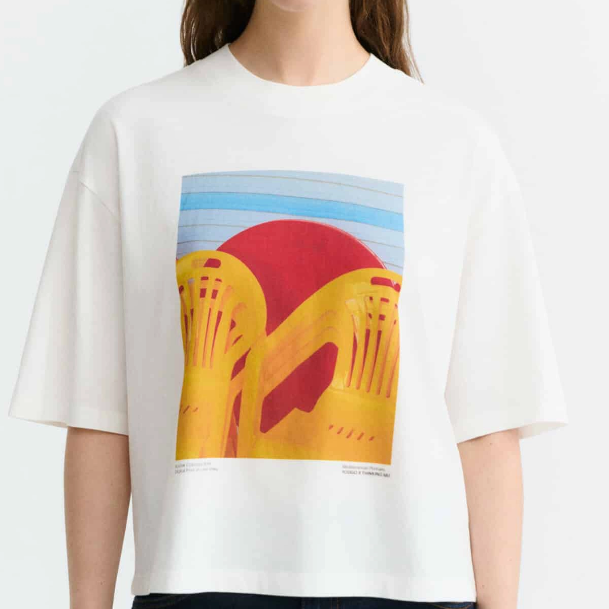 T-shirt, impression artistique, motif imprimé, blanc