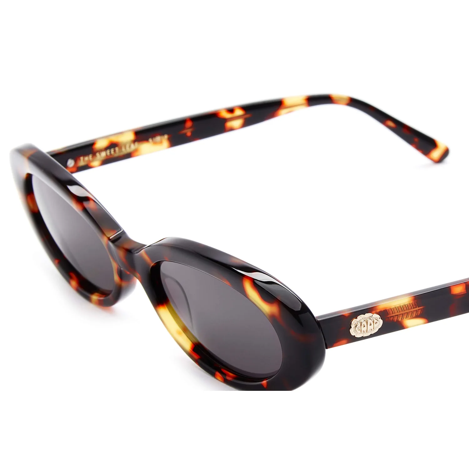 Sonnenbrille, Kunststoffgestell, Havanna-Muster, Ovale Gläser, Dunkle Gläser