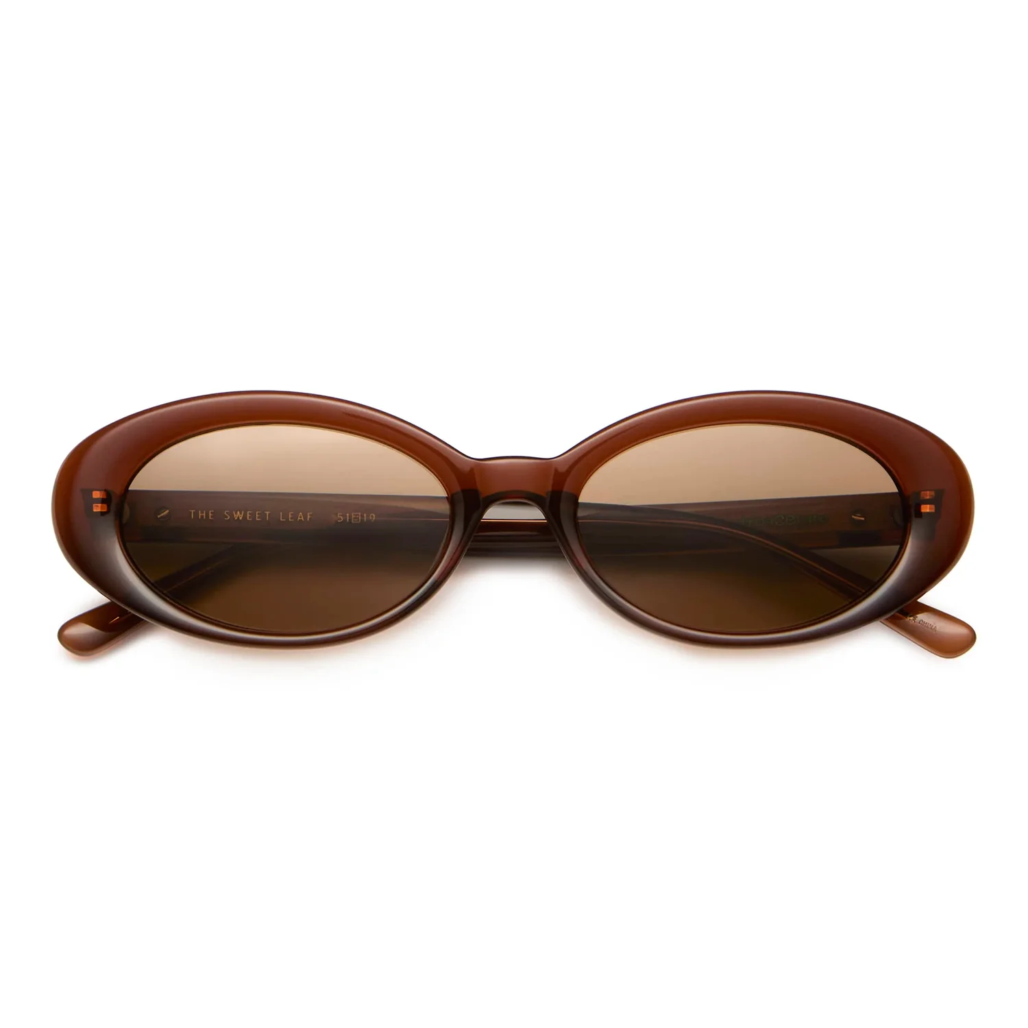 The Sweet Leaf Sonnenbrille, ovale Gläser, braunes Gestell, Kunststoffrahmen, braune Gläser