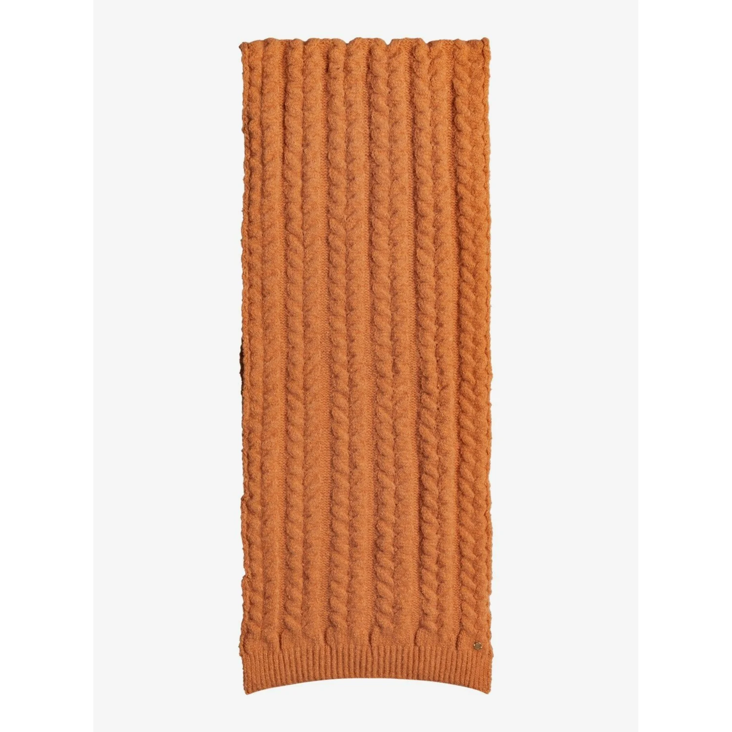 My Little Town Scarf Écharpe tricotée, motif torsadé, marron rouille, bords-côtes, aspect laine